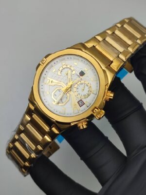 Business Casual Men’s Chronograph Watch (Gold White)