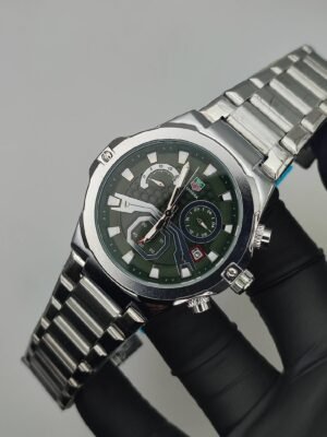 Business Casual Men’s Chronograph Watch (Silver Green)